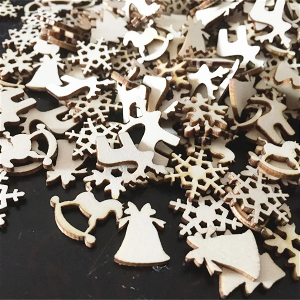 60 шт. деревянные снежинки для украшения ёлки|Флажки вымпелы и конфетти| |