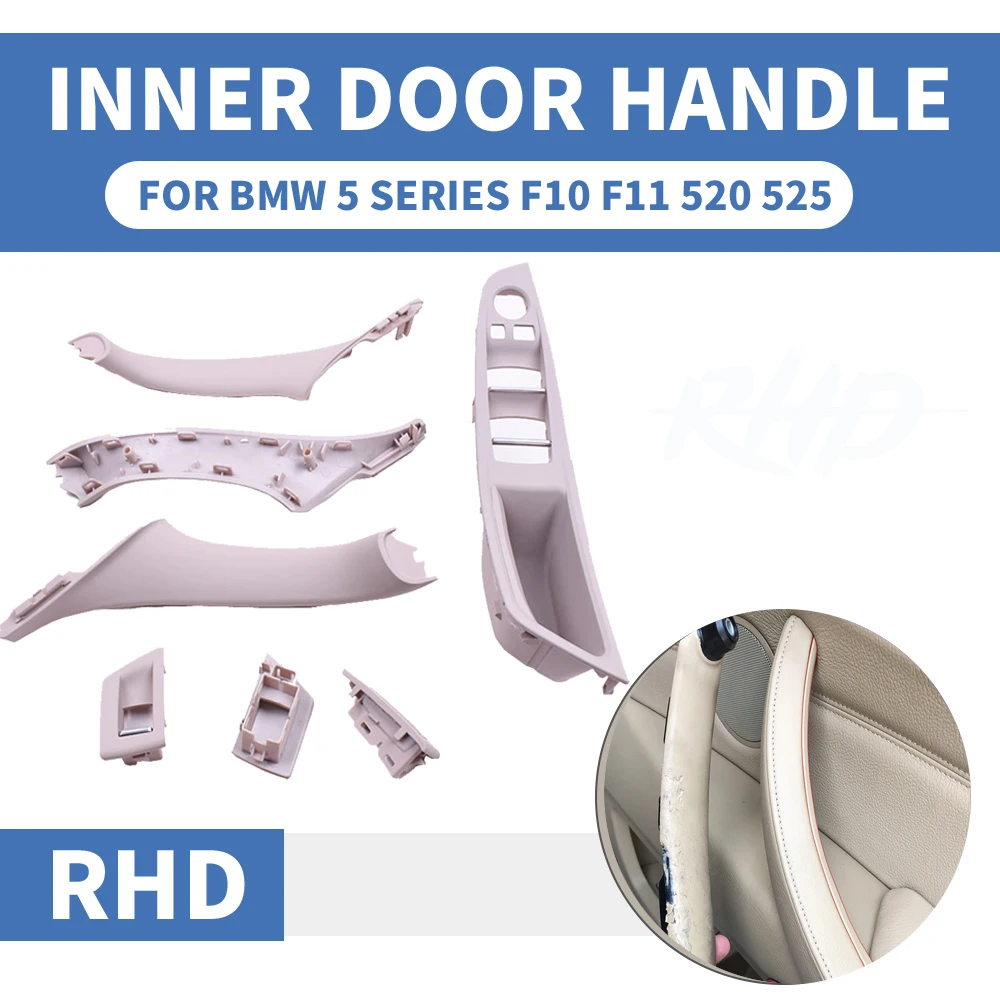 4/7PCS Set Right Hand Drive RHD For BMW 5 series F10 F11 520 525 Black Wine Car Interior Door Handle Inner Panel Pull Trim Cover