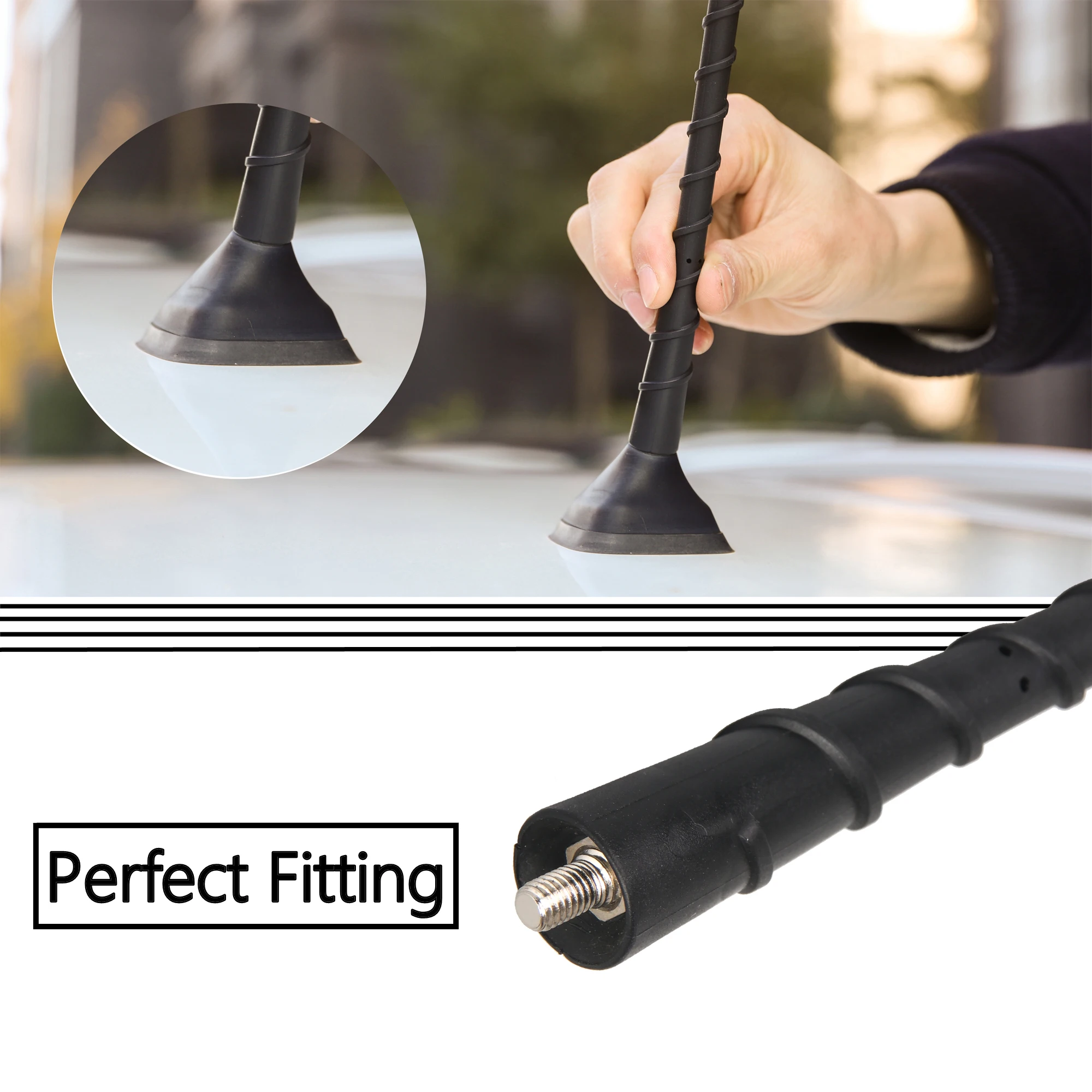 Автомобильная гибкая внешняя антенна для радио с защитой от шума, прочная, легко устанавливается, черного цвета из резины, на крышу автомобиля Hyundai Veracruz.