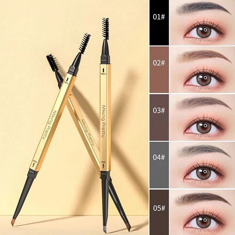 

Карандаш для бровей с двойной головкой Водонепроницаемый, 5 цветов, ультратонкий треугольный карандаш для бровей, треугольный карандаш для ...