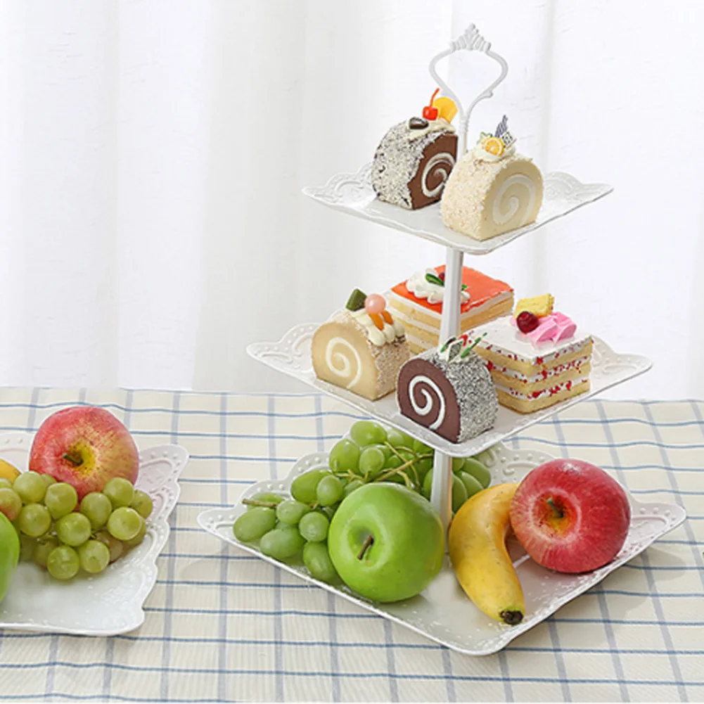 

European Tray Holiday Party Three-layer Fruit Plate Dessert Candy Dish Cake Stand Display Home Table Decoration Trays New Hot