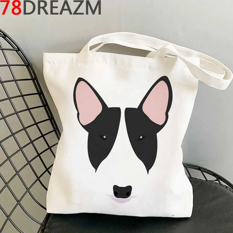 

Bull Terrier shopping bag reusable bolsa shopping shopper bolsas de tela bag sacola woven string ecobag cabas