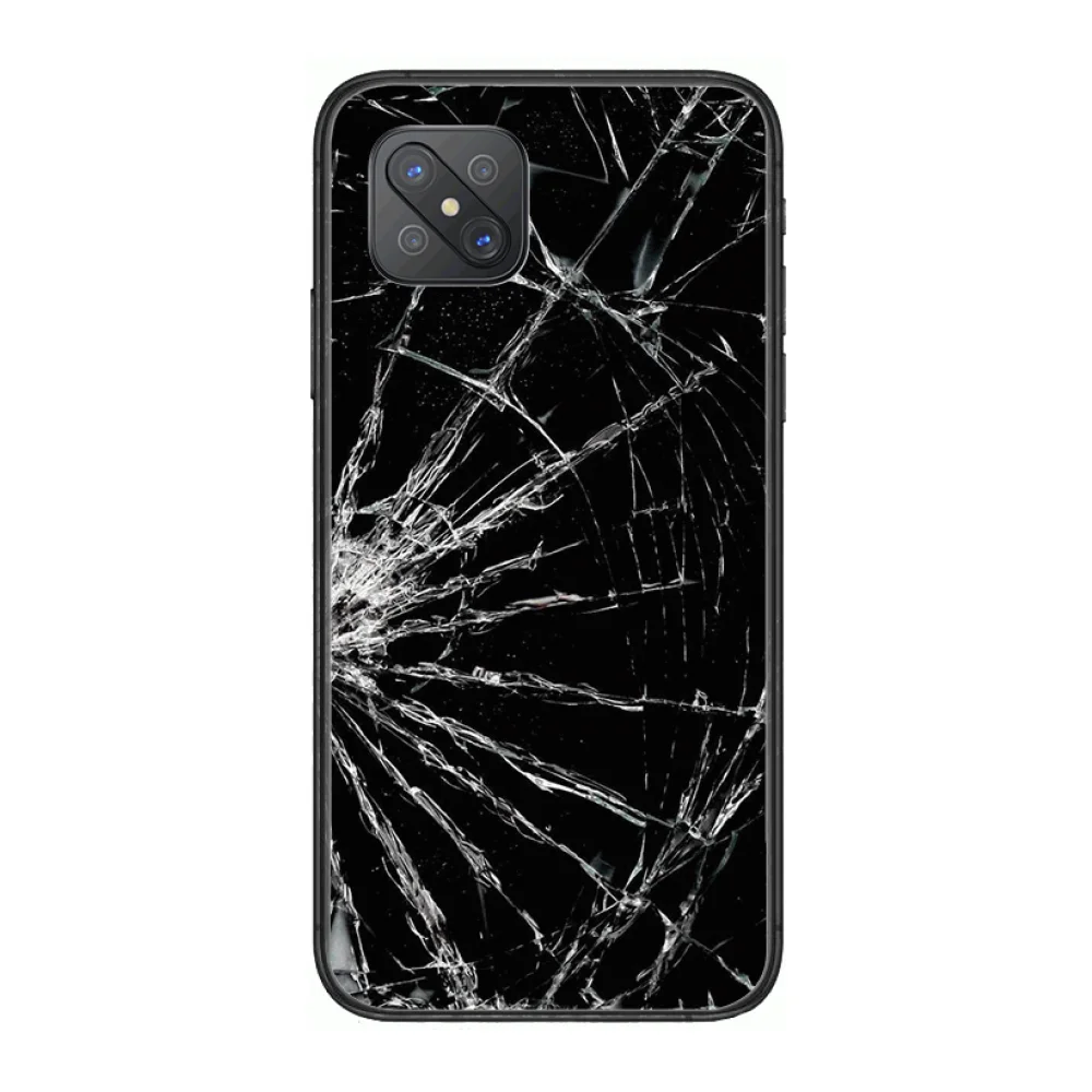 

Broken glass Fashion Phone Case cover For OPPO A91 9 83 79 92s 5 F9 A7X Reno2 Realme6pro black tpu cell