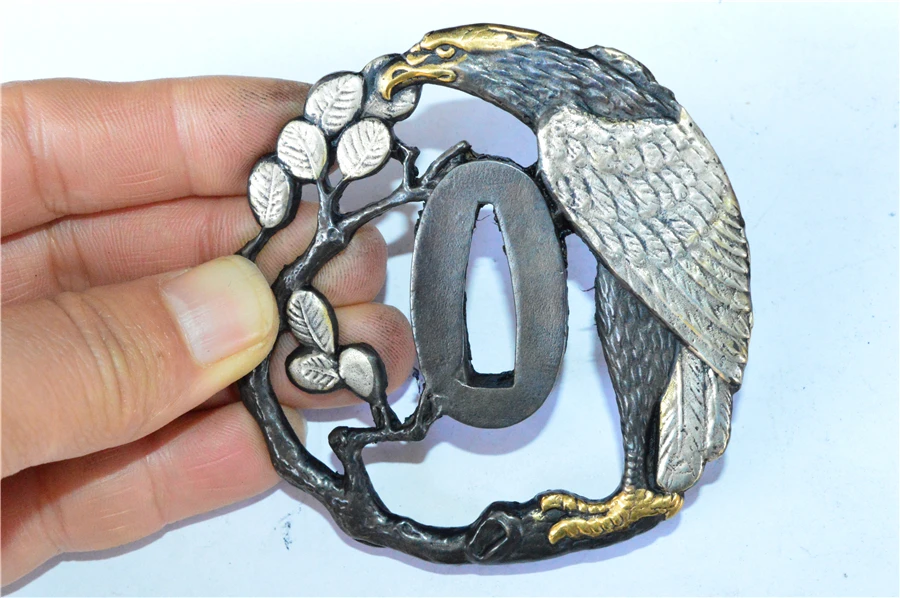 Набор медных изделий ручной работы золотой и серебряный Страж Tsuba menumi Fuchi Кашира