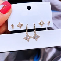 fashion 6 pcs stars dangle drop earrings for women classic geometric small hoop earrings party jewelry gift