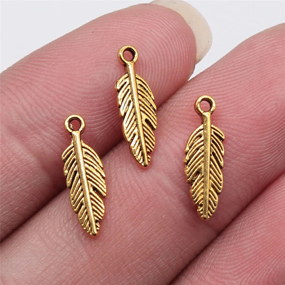 Для выведения токсинов 40 шт амулеты Перья DIY ювелирных изделий античное серебро