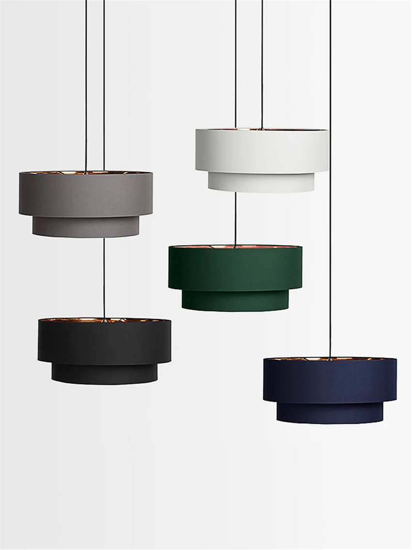 

Скандинавская двойная художественная Подвесная лампа из ткани, современный круглый светильник для гостиной, спальни, кабинета, зала, ресторана, подвесное освещение