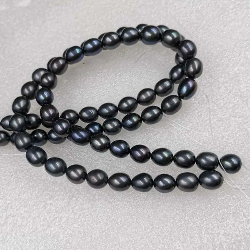 

Genuine Freshwater Pearl AAA Strong Luster High Quality 5 Strands 10 mm Rice Black Loose Beads for Handmade DIY Jewlry