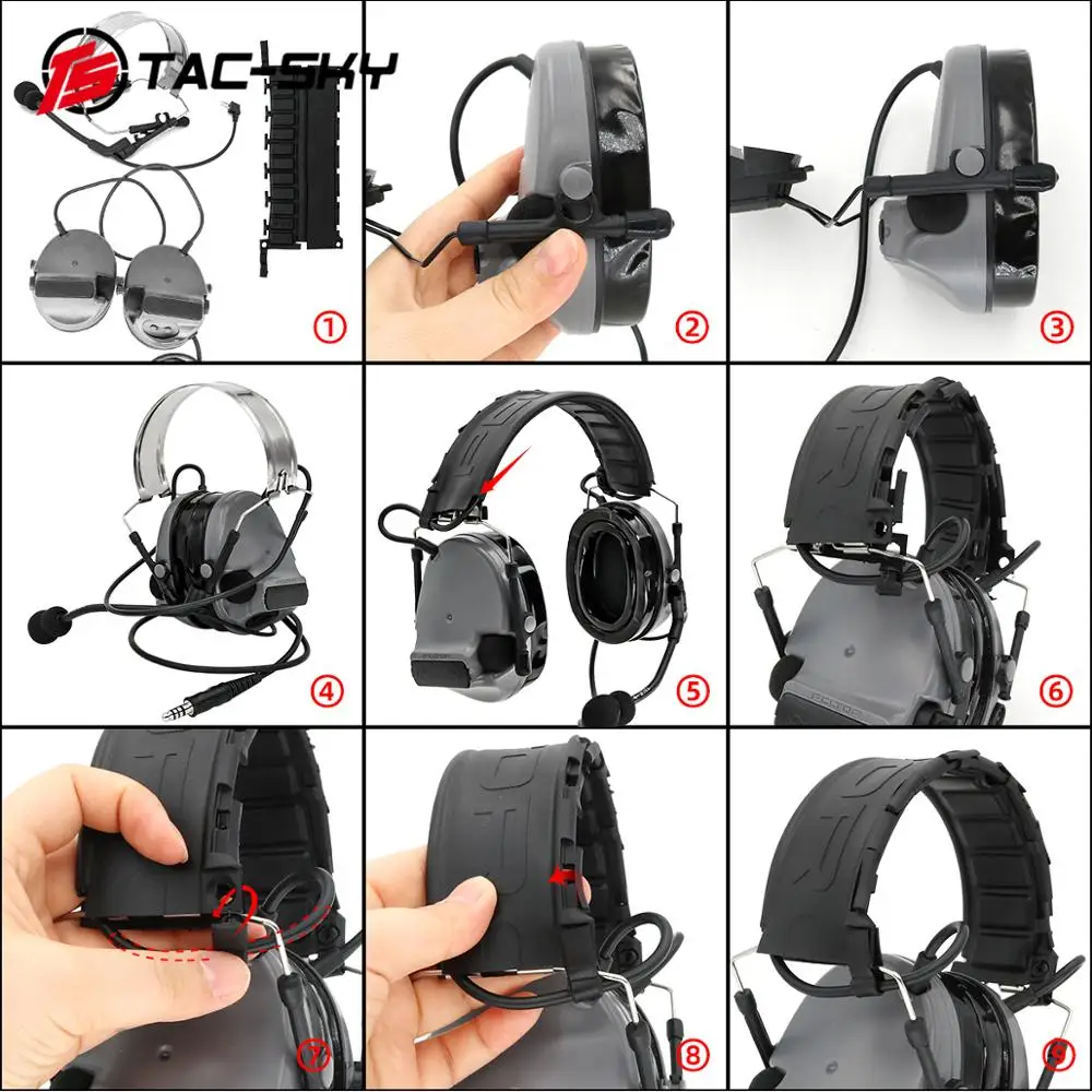 TAC-SKY tactical noise reduction COMTAC III hunting hearing protection shooting headset and tactical AN/PRC 148 152 152A U94 PTT