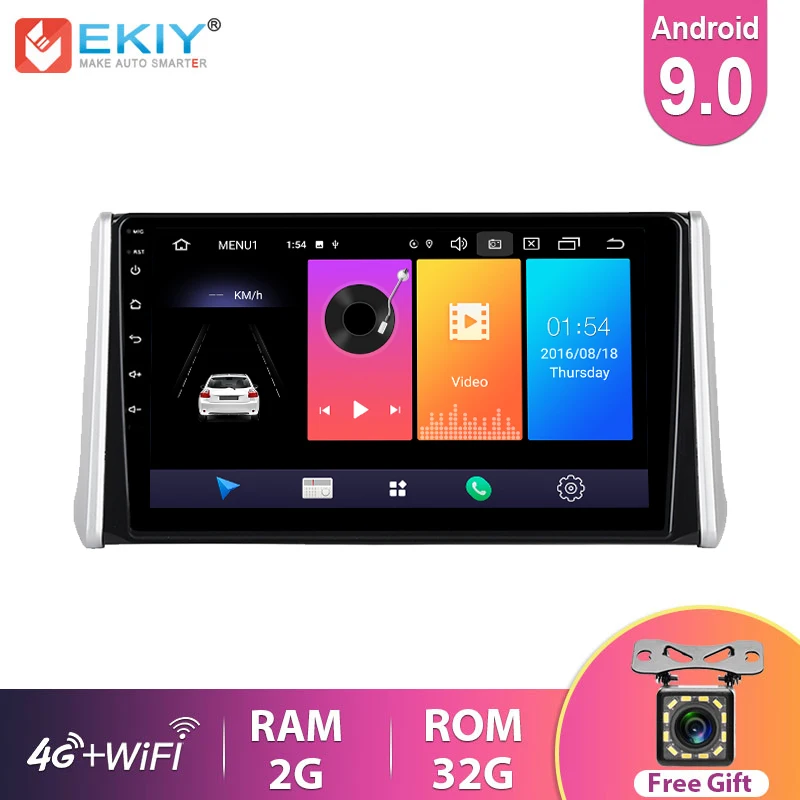 

Автомагнитола EKIY, 2 Din, Android 9,0, для Toyota RAV4, XA50, 2018-2020, GPS, мультимедийный видеоплеер, стерео, BT, FM, головное устройство