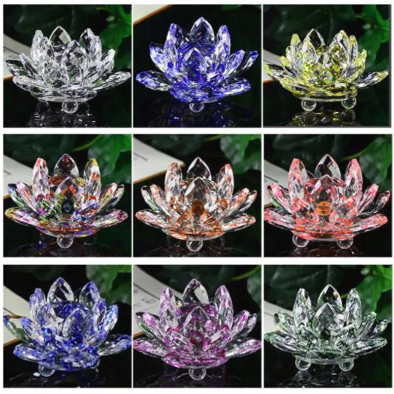 

Quartz K9 Crystal Lotus Flower Crafts Glass Paperweight Fengshui Ornaments Figurines Home Decor Gifts Souvenir