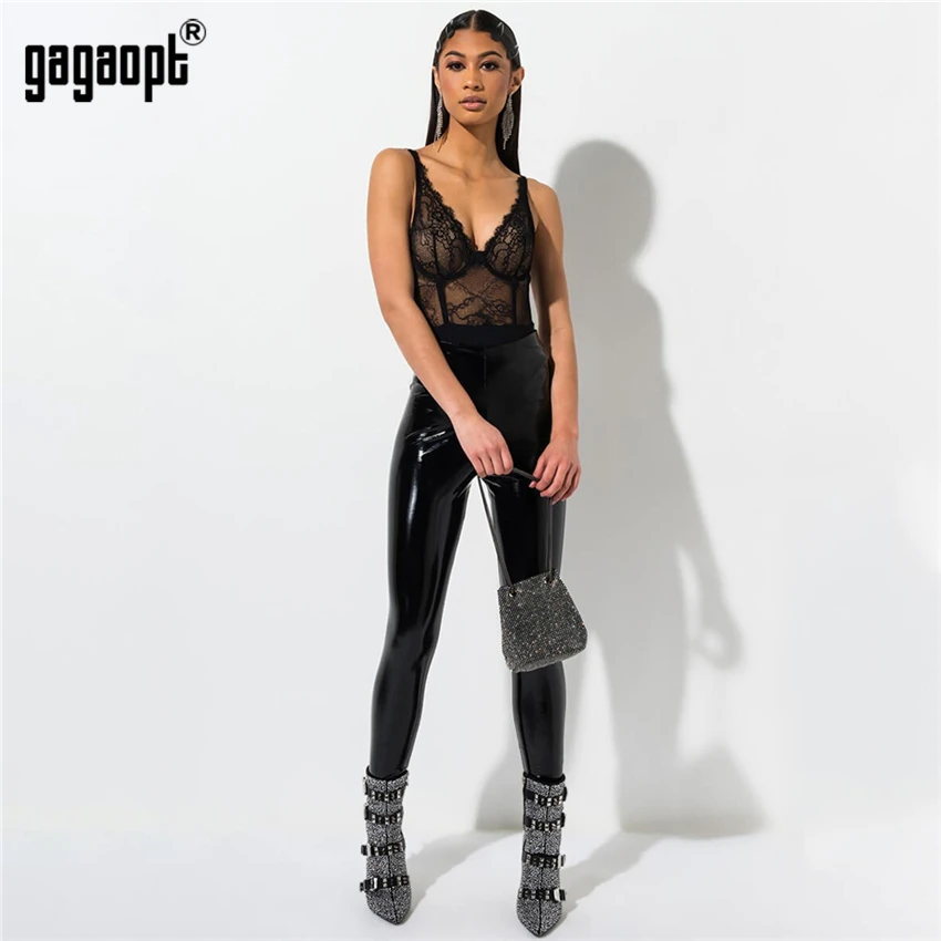 Gagaopt Кружевное боди Женский Черный сексуальный уличная одежда |