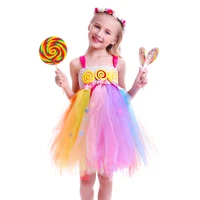girls birthday lollipop fantasy dress children unicorn tutu dresses carnival rainbow candy costume teenager princess party frock