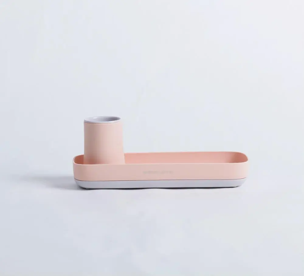 Pink Полка для ванной, кухонный дренаж для мыла, держатель для зубных щеток, расческа, многофункциональная, противоскользящая, экологический материал, joro - Цвет: Pink