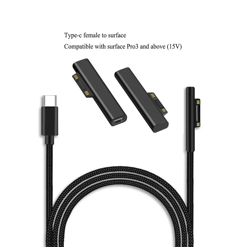 Блок питания USB Type-C 65 Вт 15 В 3 А для Microsoft Surface Pro 4 5 6 Go зарядный адаптер PD кабель шнур