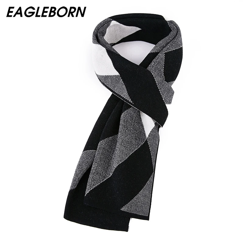 

NEW Winter Men Scarf Fashion Wool Scarf Plaid High Quality Wool Cashmere Knitted Scarf Business Scarf Men Diamond Cross Lattice