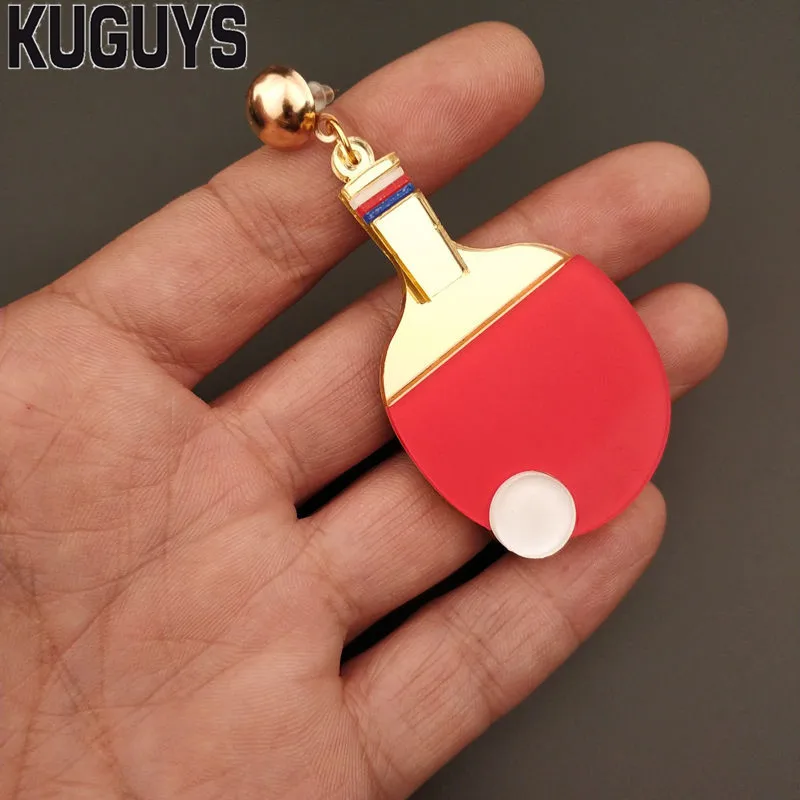 KUGUYS Tennis Bats Drop Earring for Women Acrylic Red Mirror Gold Fashion Jewelry novel Accessories | Украшения и аксессуары