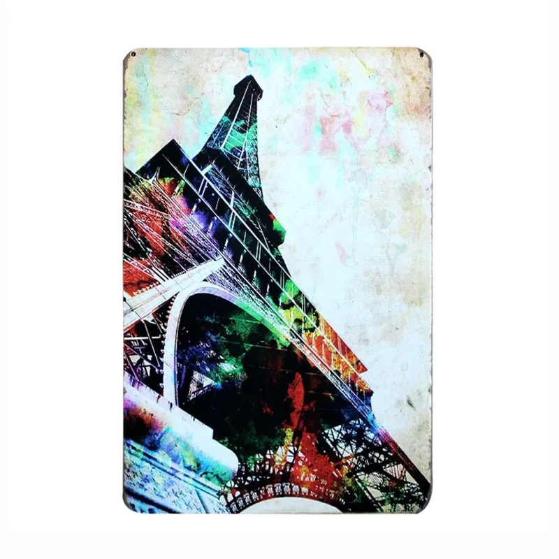Металлическая жестяная винтажная потертая башня с изображением Парижской башни