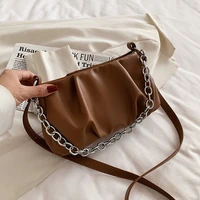 solid color pleated tote bag 2021 fashion new high quality pu leather womens designer handbag chain shoulder messenger bag