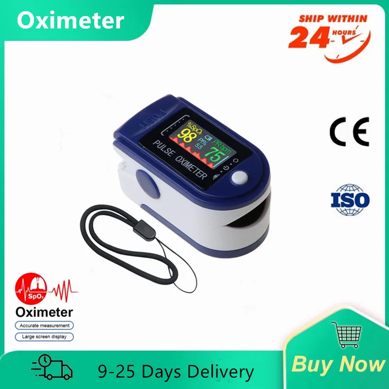 

2021 New Oximeter With Strap Lanyard Fingertip Pulse Oximeter Blood Oxygen Saturation Monitor Digital LED Display for Adult Kids