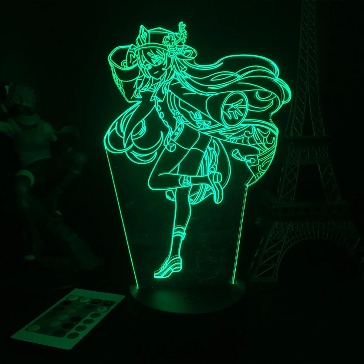 

Модель ударной фигурки Genshin, светодиодный ночсветильник, аниме милые экшн-фигурки Hutao, 3D украшения, аниме, для влюбленных, подарок на день рож...