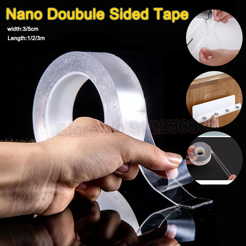 

Monster Tape Waterproof Wall Stickers Reusable Heat Resistant Bathroom Home Decoration Tapes Transparent Double Sided Nano Tape