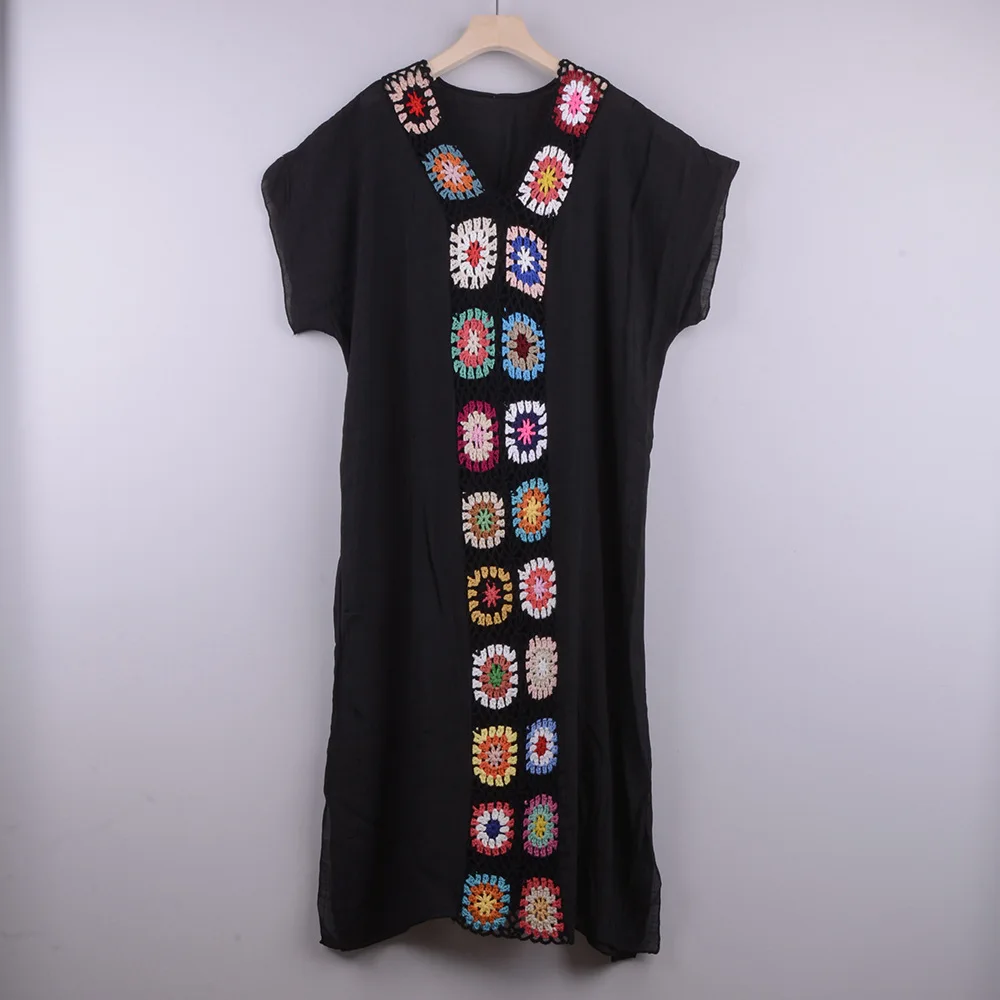 

Women's Summer Long beach Dress Maxi Solid Cover Up Not Fixed Crochet Flower Womens Coverups 2021 Vocation Holiday Beach Outlet