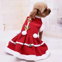 pets dress christmas fur collar short sleeve with bowknot and bell for dogs red smlxlxxl