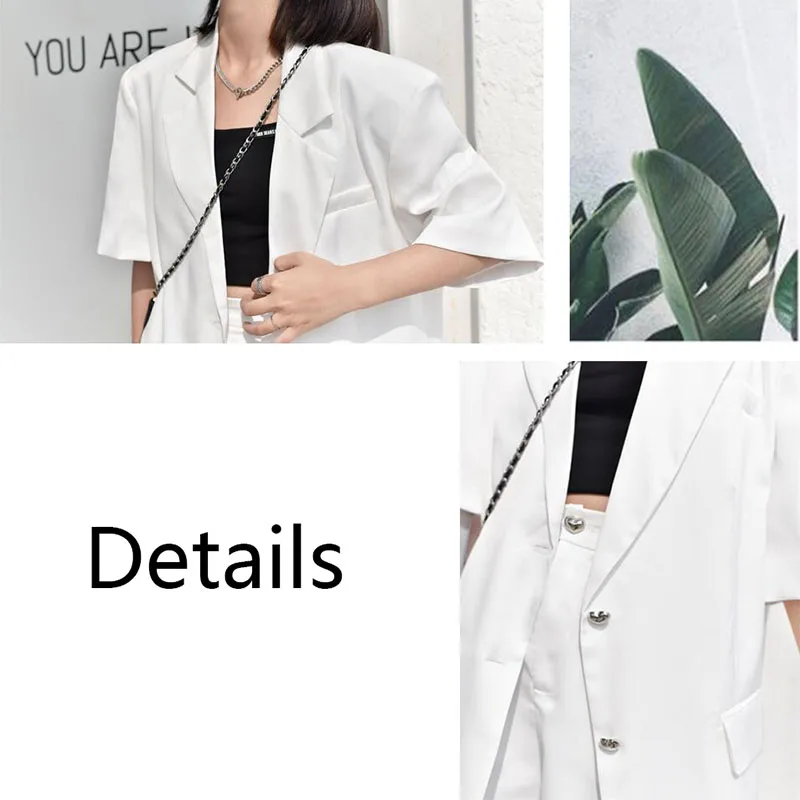 

Blazers Women Short Sleeve Single Breasted Summer Loose High Street Elegant Office Lady Leisure Korean Stylish Female Ins New