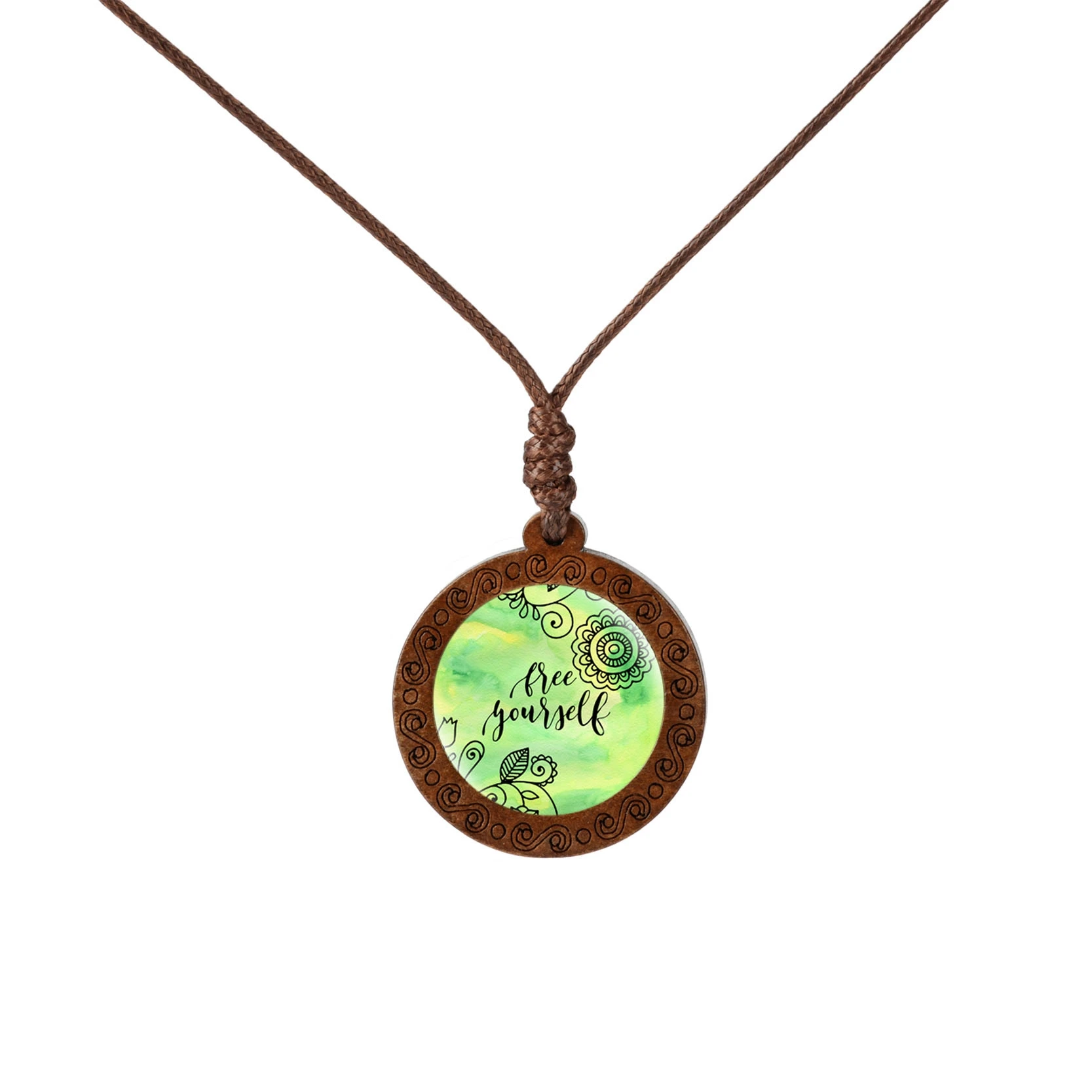 Следуйте цитатам вашей мечты деревянное ожерелье стеклянный кабошон