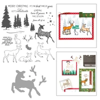 reindeer metal cutting dies and stamps for diy plant scrapbooking photo album embossing paper card craft stencils dies