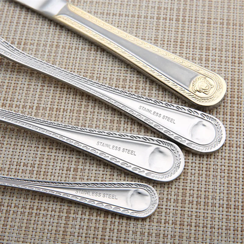 4 Pieces/set of Cutlery Retro Western Food Gold-plated Knife Golden Set Stainless Steel Steak | Дом и сад