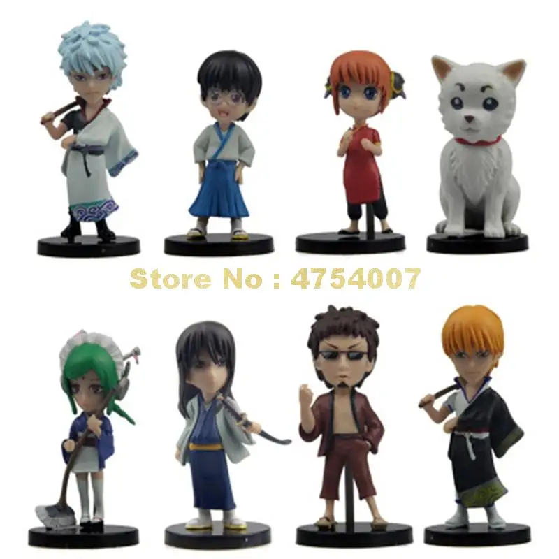8 шт./лот аниме gintama silver soul sakata gintoki hijikata toushirou kagura ПВХ экшн фигурки q Версия см