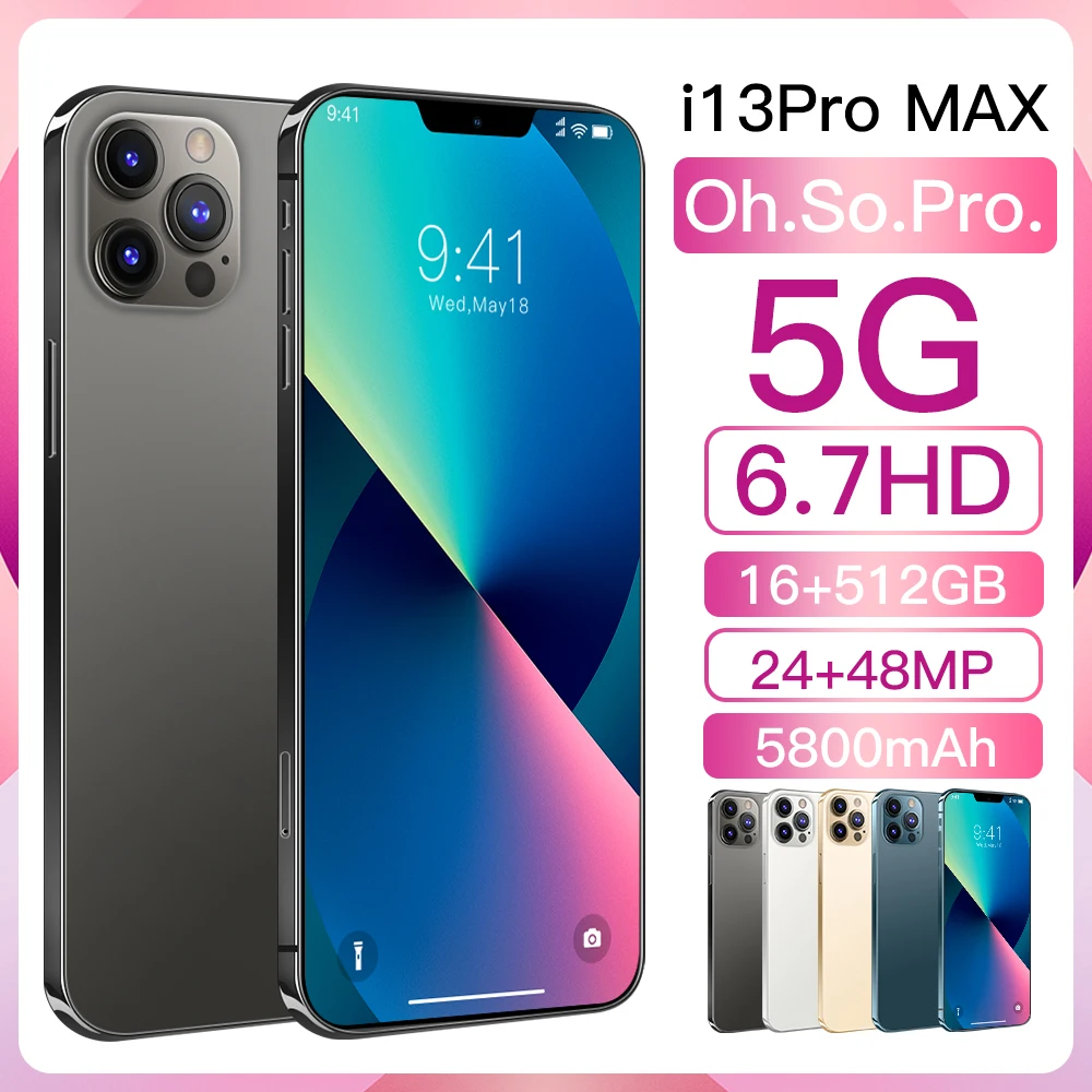 

Телефон i13 Pro Max, 6,7 дюйма, 4G, LTE, Face ID, 12 Гб ОЗУ, 512 Гб ПЗУ, 16 + 32 Мп, 6800 мАч