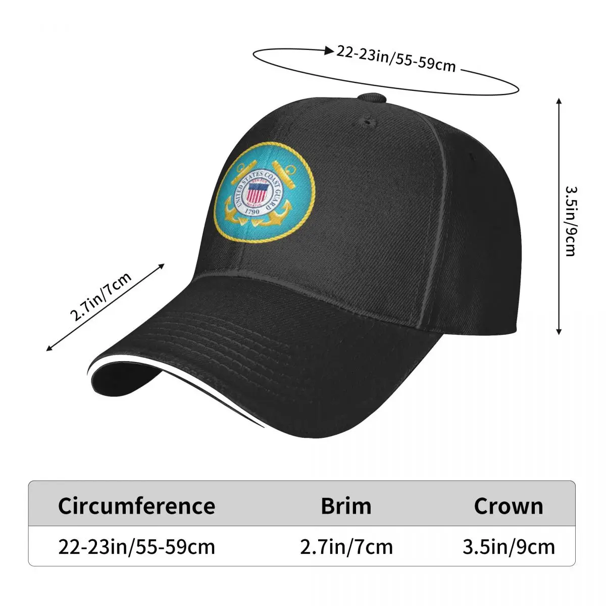 

Unisex Cotton Cap For Women Men Seal Of The United States Coast Guard Fashion Baseball Cap Adjustable Outdoor Streetwear Hat