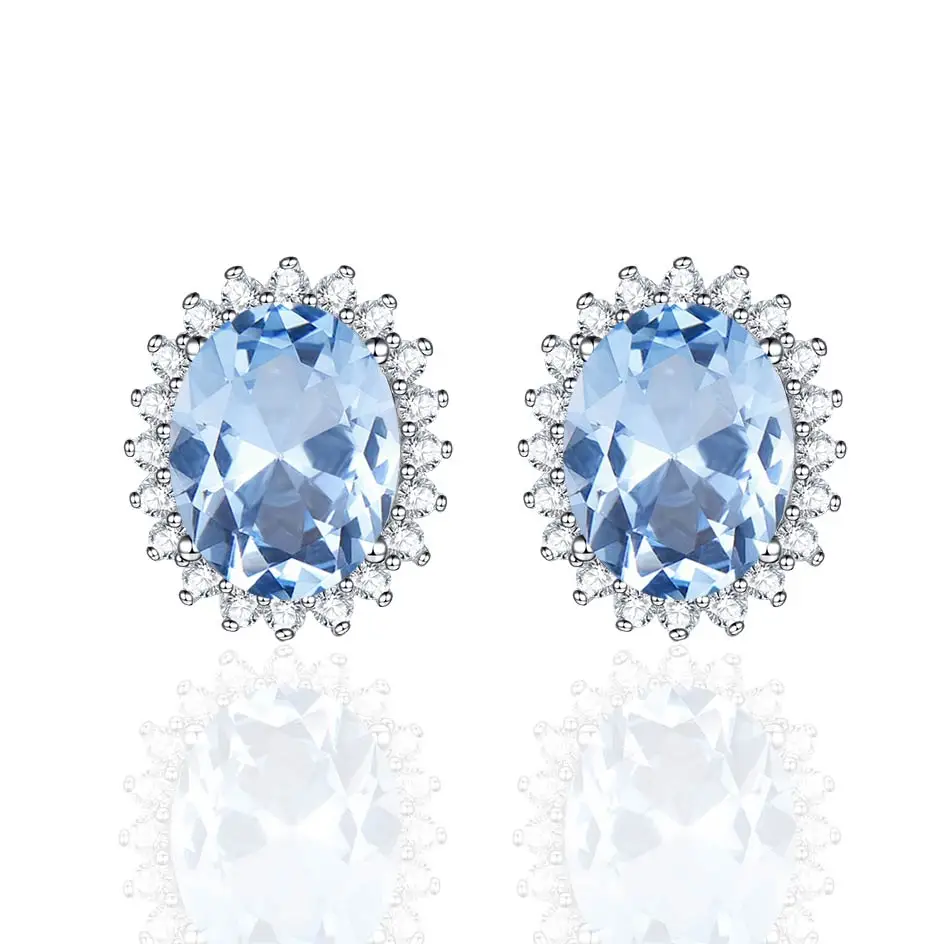 Aquamarine Куололит зултанит драгоценный камень серьги-гвоздики для женщин Твердые 925 пробы серебро создан изменение цвета диаспор Сода камень серьги - Цвет камня: Aquamarine