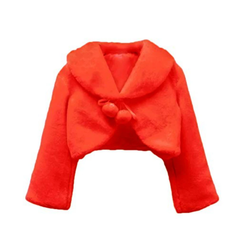 Детское утепленное плюшевое Болеро принцессы с длинными рукавами и цветочным