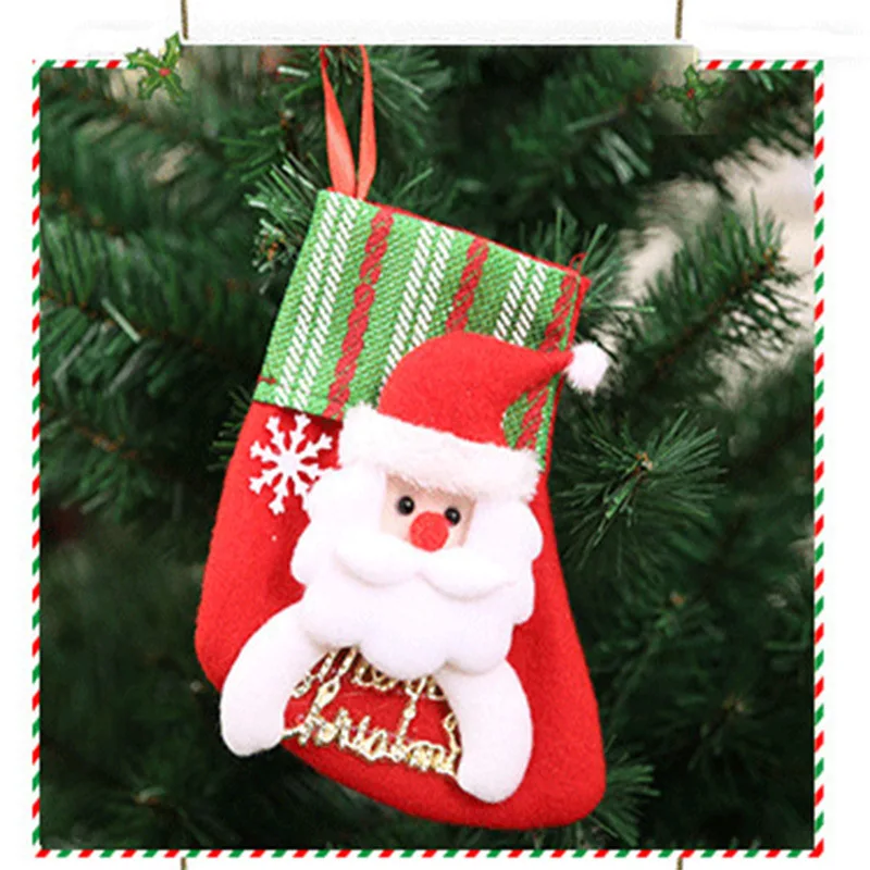 Рождественские украшения подарки маленькие носки с Санта Клаусом Подарочный