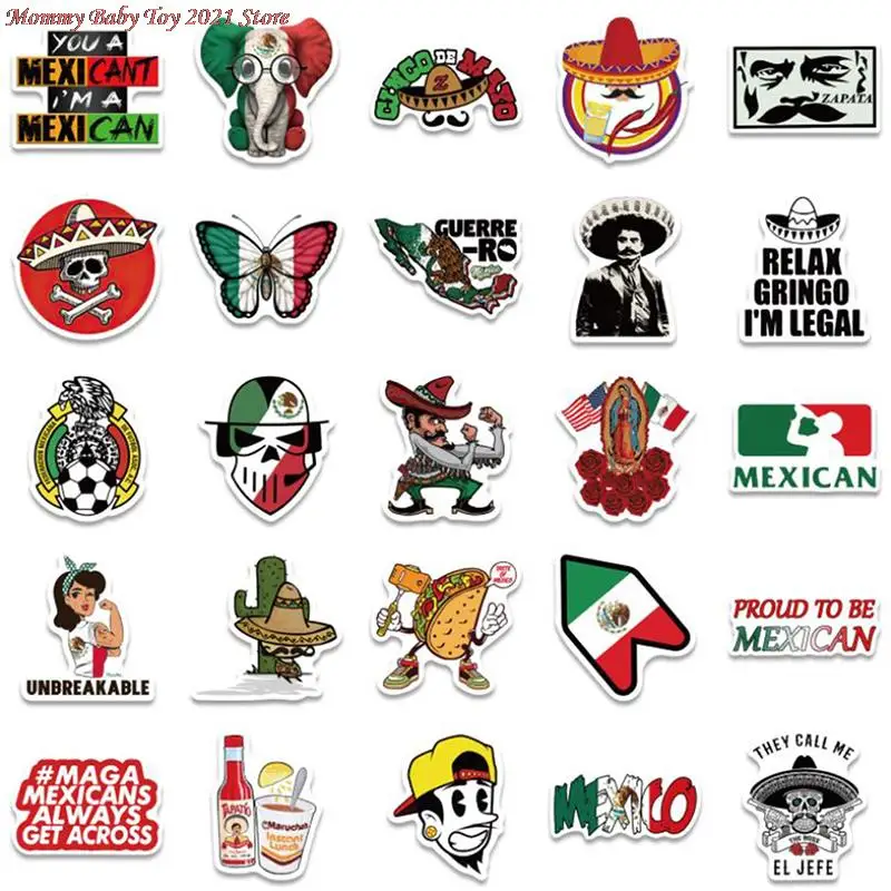 

50Pcs Mexican Style Car Sticker Skateboard Laptop Luggage Decals Car Styling Anime Graffiti Suitcase Guitar Helmet Sticker