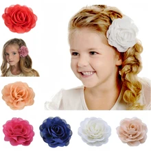 20 Color Girls Chiffon Flower Hair Clips Princess Rose Headwear Boutique Children Hairpins Barrettes Kids Hair  Acccessories (2)