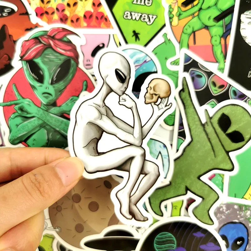 Горячая 50 шт./компл. мультфильм ET Alien НЛО стикер для багажа ноутбук холодильник ноутбук игрушка для скейтборда стикер
