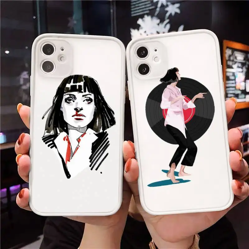 

Pulp Fiction Phone Case For iPhone 12 11 Mini Pro XR XS Max 7 8 Plus X Matte transparent White Back Cover