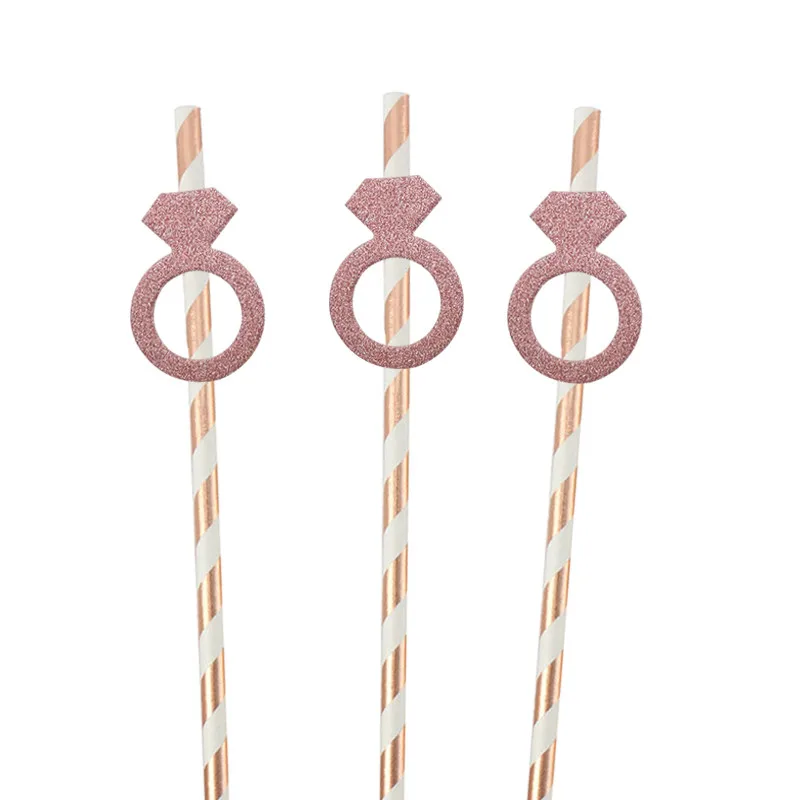 Chicinlife 10Pcs Diamond Ring Drinking Paper Straws Bachelorette Party Bridal Shower Engagement Wedding Decoration Supplies | Дом и сад