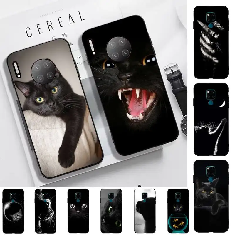 

TOPLBPCS Black Cat Staring Eye On Phone Case for Huawei Mate 20 10 lite pro X Honor paly Y 6 5 7 9 prime 2018 2019