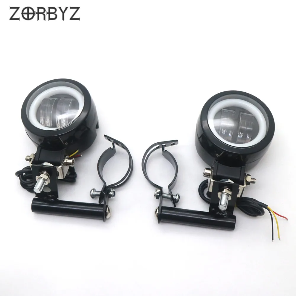Светодиодный светильник ZORBYZ для мотоцикла черный противотуманный с ангельским