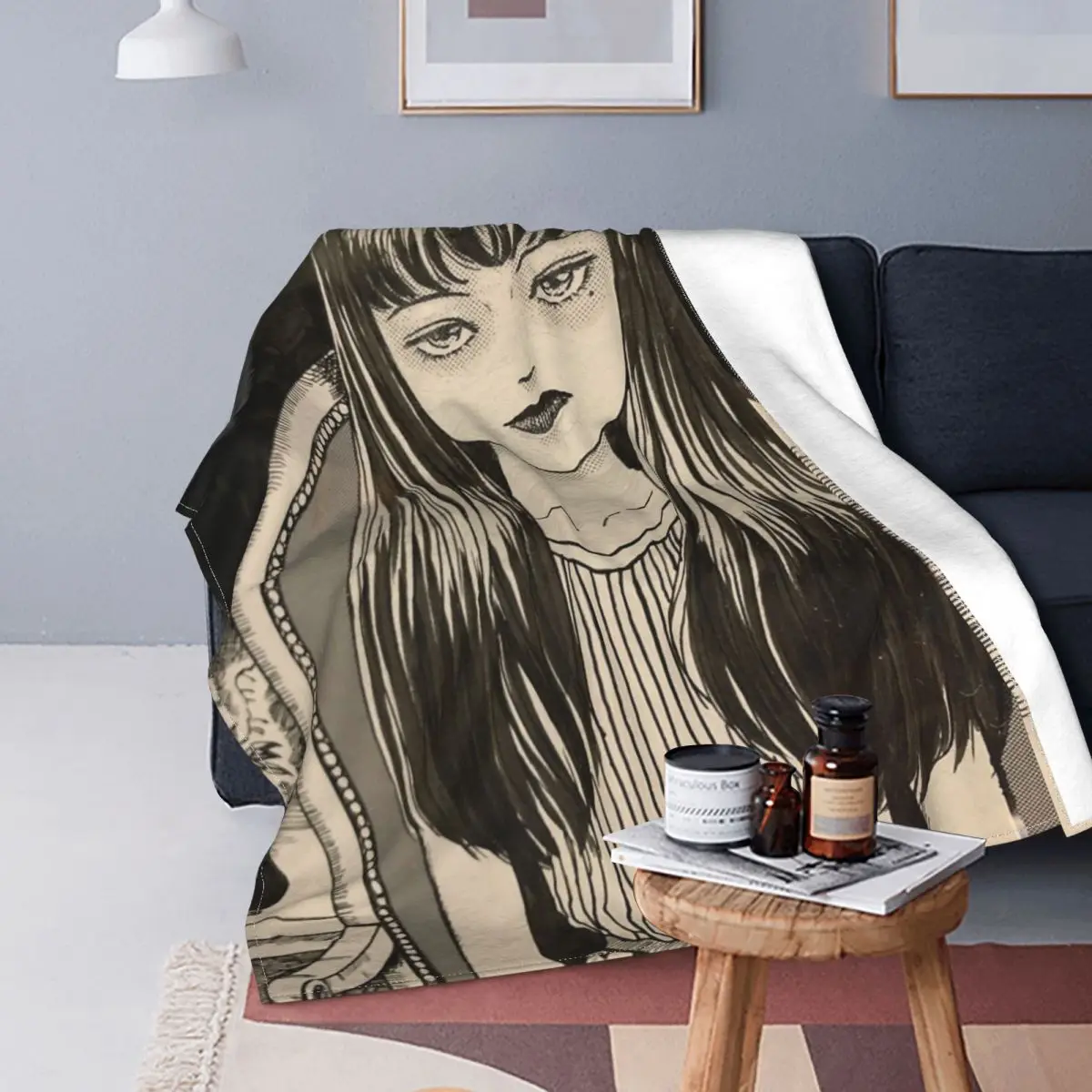 

Junji Ito Immortal Beauty Tomie Blanket Fleece Printed Japanese Kago Manga Warm Throw Blanket for Bedding Car Bedspread
