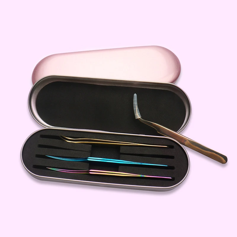 4 Slots Eyelashes Tweezers Box Exquisite Tinplate Storage Protection Box Eyelash Extension Tools Lash Extension Beauty Makeup