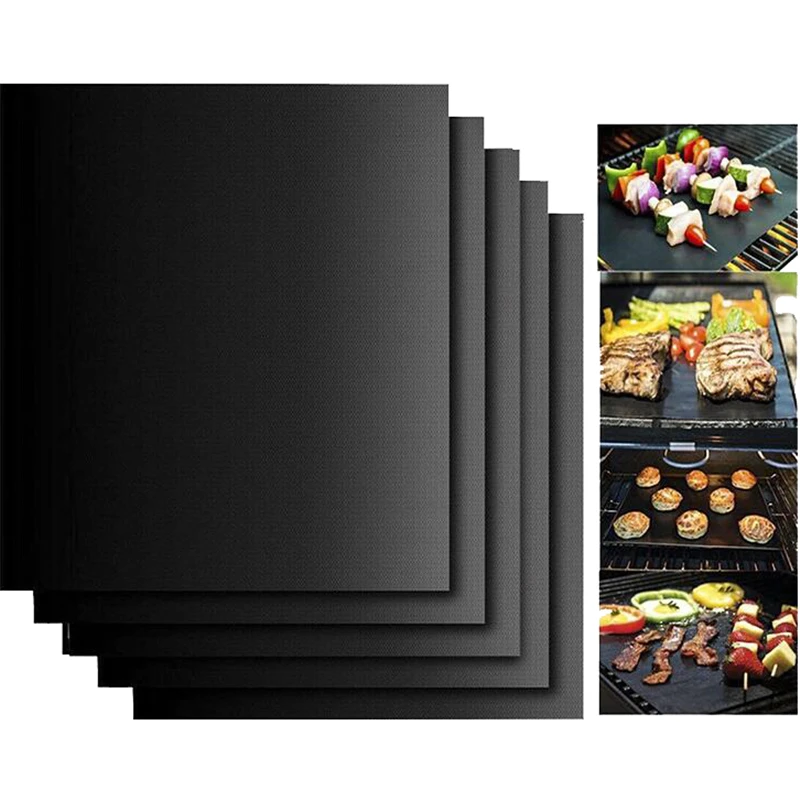 

2pcs/set 40x33cm Reusable Non-stick BBQ Grill Mat 0.2mm Thick PTFE Barbecue Baking Liners Cook Pad Microwave Oven Tool