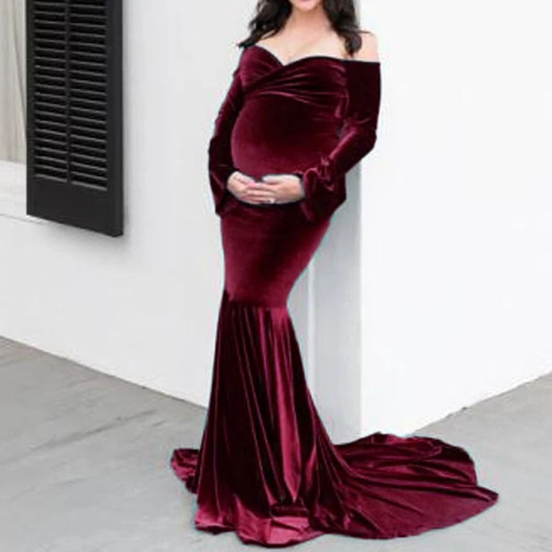 

Весенние платья с длинным рукавом для беременных 2022 Золотое бархатное платье для беременных с V-образным вырезом одежда для вечеринки для б...