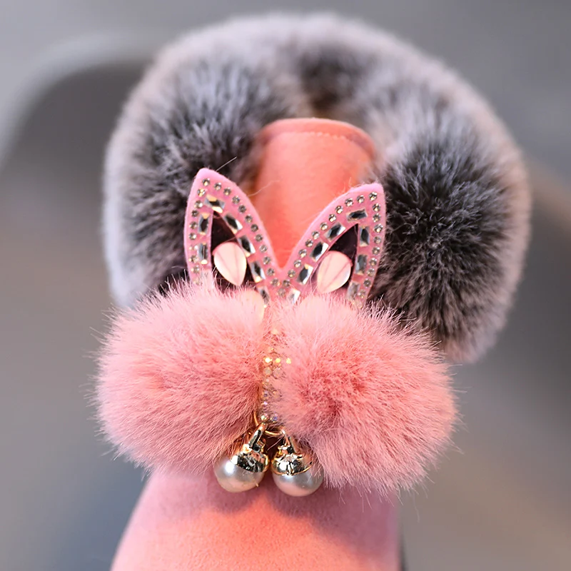 

Winter Boots 2020 Children's snow boots girls rabbit fur martin boots baby cotton sport shoes sequins genuine leather princess